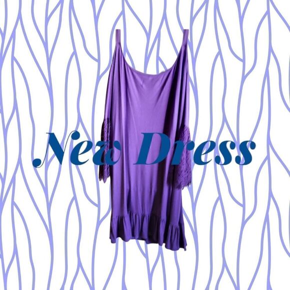 DRESS  Cut out SHOULDER MIDI COLLEN LOPEZ  Purple Large NEVER WORN - Picture 3 of 12